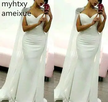 Арабски стил бяла секси вечерна рокля 2023 Персонализирана русалка сатен празник жени носят официално парти абитуриентски рокля по поръчка