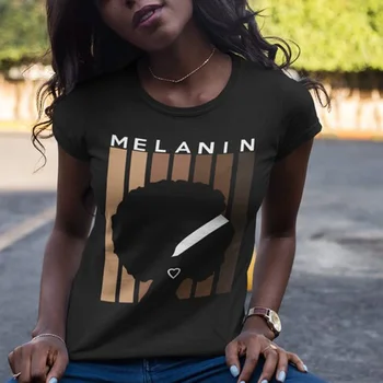 Афро мода женски графичен тениска меланин феминизъм лозунг тройници памук къси ръкави Топ обичай T риза