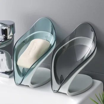 Баня Държач за сапун Листна форма Сапун Кухненска гъба Сапунена кутия за съхранение Нехлъзгащ се дренаж Контейнер за сапун Аксесоари за баня