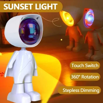 Батерия астронавт робот дъга проекция слънчева лампа маса нощна светлина залез лампа безкрайно затъмняване спалня атмосфера светлина