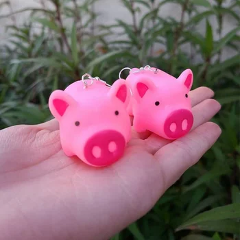Бебешки розови обеци прасенце скърцащи свински обеци жени детски подарък за рожден ден прекрасни сладки бижута