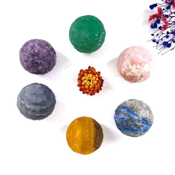 Безплатна доставка Търговия на едро естествен кристал Higt качество ръчна дърворезба Мулти-материал кварцова кристална топка сфера за декорация YJL