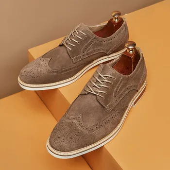 Британски ретро естествена кожа велур мъжки кожени обувки 2023 мода марка кожени обувки бизнес мъжки кожени обувки луксозни обувки