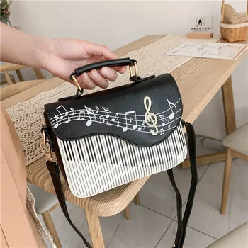 Бродирани клавиши за пиано Квадратна пазарска чанта Нова висококачествена Pu кожа Дамска дизайнерска чанта Малка чанта за рамо