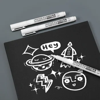 Бяла боя маркер писалка мазна водоустойчива гума живопис графити писалки постоянен гел писалка за плат маркер офис училищни пособия
