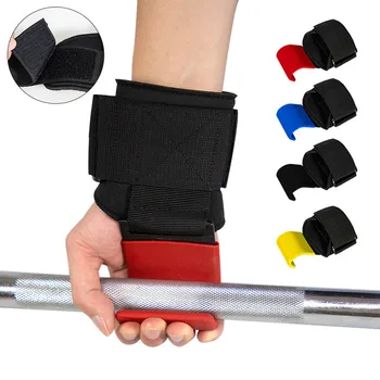 Вдигане на тежести Кука дръжки подплатени с китката обвивки Hand-Bar Powerlifting ръкавици Тежкотоварни набирания Куки Ремъци за тренировка за фитнес