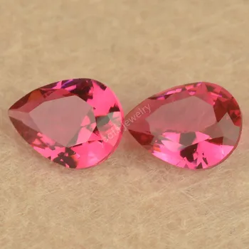 Висококачествен 5A 2x3~13x18mm 3# Светло розово червен цвят синтетични стъклени скъпоценни камъни круша форма сълза нарязани хлабав стъкло камък за бижута