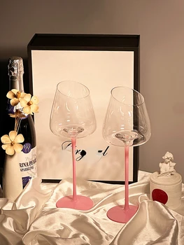 Висококачествени френски чаши за червено вино луксозни дами висококачествена кутия за подарък от каратово розово бокал