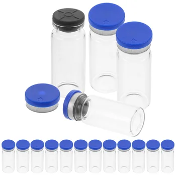 вода Мини стъклени флакони 20 Опаковка 10Ml ясни капачки за горно пространство Запушалки Плоско дъно Проба Lab Химически флакон прозрачен