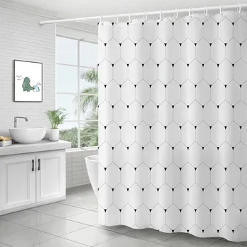 Водоустойчиви завеси за душ за баня Домашен декор Полиестерен плат Завеси за душ Геометричен модел Многоразмерна завеса за душ