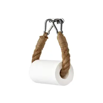 въже тоалетна хартия притежателя хартия кърпа притежателя за баня страна стил кърпа багажник с метални куки естествено въже титуляр за