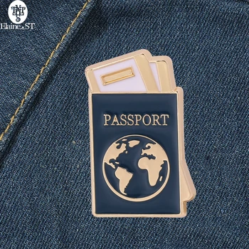 Глобален паспорт за пътуване Сладък емайл брошка мода ревера щифтове за пътуване ентусиаст палто деним раница значка бижута подарък