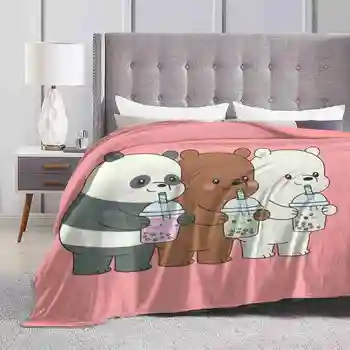 Гореща продажба печат Висока Qiality Топло фланелено одеяло Cartoon Brothers Ice Bear Polar Bear Grizzly Bear Honey Bear Selfie Stick