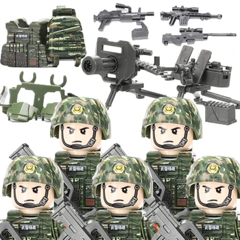Градски военни Снежен леопард Фигури от специалните сили Строителни блокове Армейски войници Шлем щит оръжия SWAT пехота тухли играчки