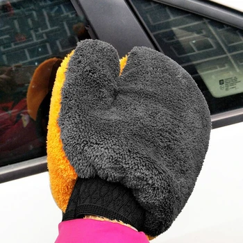 Грижа за почистване на автомобили Mitt Coral Fleece Velvet Car Wash Gloves, облицовани с водоустойчиви мебели Glass Dust Cleaner Washer