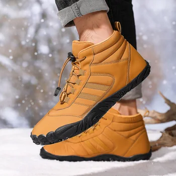 Дамски ботуши зимни ботуши с кожа облицована сняг обувка Feminina мъже платформа ботуши топли спортни обувки за зимата