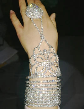 Дамски булчински ръкавици кристални мъниста танцови вечерни аксесоари