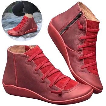 Дамски високи топ обувки удобни PU кожени ежедневни маратонки многофункционални обувки на платформа дишащи за есента зима