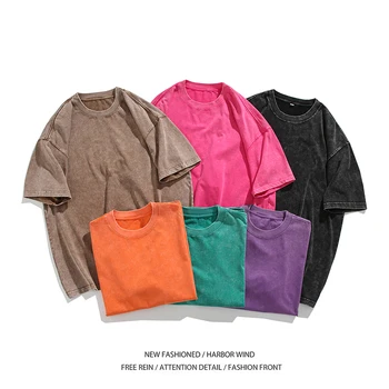 Дамски летни тениски с къс ръкав Реколта памук киселина измити жена извънгабаритни тениски 2023 Harajuku женски случайни тениска