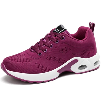 Дамски обувки за тенис Purple Zapatos Mujer дишаща мрежа дантела нагоре маратонки мека жена спорт джогинг обувки