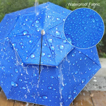 Двуслоен дъждоустойчив риболовен чадър с регулируема лента за глава Жени Мъже Сгъваема слънчева дъждовна шапка за открит къмпинг туризъм