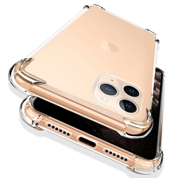 Дебел удароустойчив калъф за телефон за iPhone 13 12 мини 11 Pro XS Max X XR 5 6 S 6S 7 8 Plus SE 2020 Прозрачен силиконов заден капак