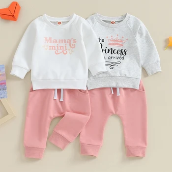Детски бебешки дрехи комплекти за бебе бебе момиче дрехи комплект писмо суитчър + панталони 2бр облекло детски костюм 2023 пролетно облекло