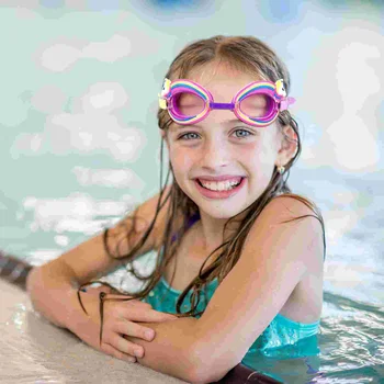 Детски очила за плуване Без мъгла Детски очила за плуване Малки деца Карикатура Еднорог очила