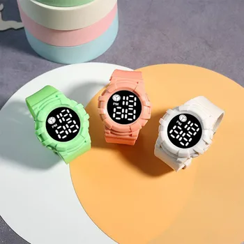 Детски спортен часовник Подходящ външен силиконов каишка Електронни часовници на ученици Led дисплей ръчен часовник Reloj NiñOs