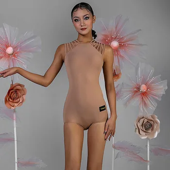 Дизайн без ръкави Женско латино танцово боди за жени Състезание по рокля Бална зала Танцов костюм W23C254