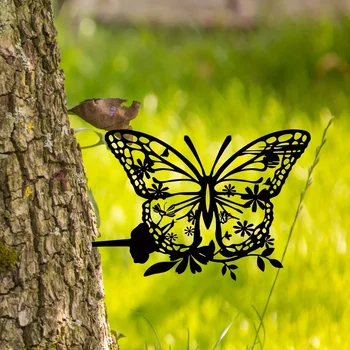 Добавете нотка красота към градината си с тази 1pc пеперуда метална цвете арт декорация за домашна градина на открито декорации