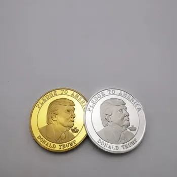 ДОНАЛД Тръмп Сребърна позлатена монета Обещание към Америка в Бог НИЕ се доверяваме Цветен флаг Златни сребърни монети Сувенирни подаръци