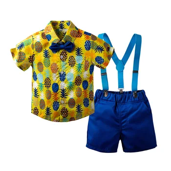 Дрехи за момчета Летни дрехи от две части Детско момче Ананас печат Детски дрехи от 2 до 7 години Хавайски комплекти за малко момче