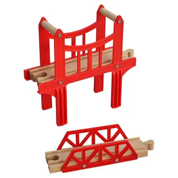 Дървен релсов мост Творчески играчки за деца от гарата