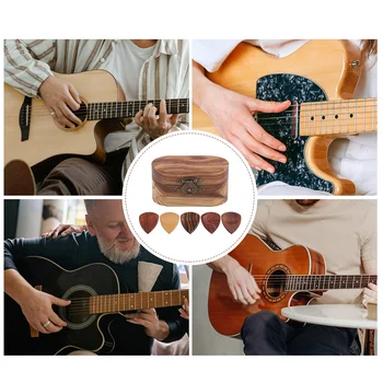 Дървена китара Pick Holder китара Plectrum контейнер за съхранение Кутия за съхранение на китара