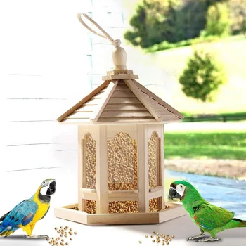 Дървена къща Хранилка за птици Висяща станция за хранене Куха хранилка за птици Начало Градина Двор Външни декори за домашни любимци
