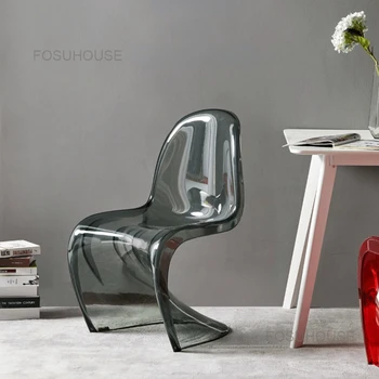 Европейски акрилни пластмасови холни столове Прозрачен стол за хранене Домакински фотьойл Дизайнер Мебели за хол