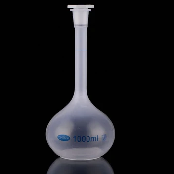 Експеримент дълго гърло със запушалка лаборатория пластмасова топлоустойчива обемна измервателна колба бутилка Clear Ware Durable School Precise