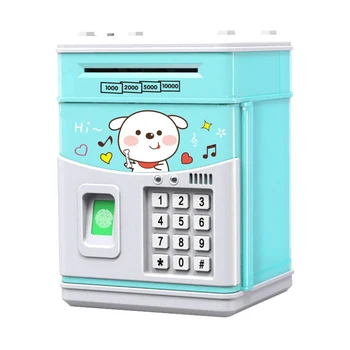 Електронна касичка МИНИ банкомат Спестовна кутия с парола Симулиран пръстов отпечатък Парична банка за парични монети Автоматично превъртане хартия за деца