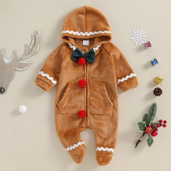 есен зима новородено бебе момичета момче Коледа космати ританки дрехи дълъг ръкав качулка цип нагоре малко дете гащеризон Коледа подарък