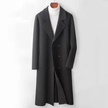 Есенно и зимно палто Мъжки нов двуреден британски стил със средна дължина