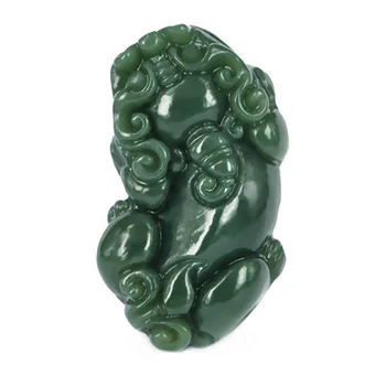 естествен зелен нефрит Лъки Пиксиу висулка огърлица мъже жени лечебни бижута истински китайски хетиан нефрит камък нефрит сексапил амулет