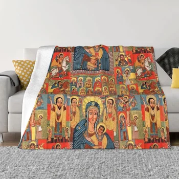 етиопски живопис изкуство Мадона и детски одеяла руно пролет/есен многофункционален топло хвърлят одеяло за диван офис юрган