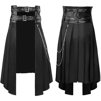 Жени Steampunk Мъже Поли Средновековен косплей пират пънк Макси Shirring рокля готически черен секси корсет съвпадение поли