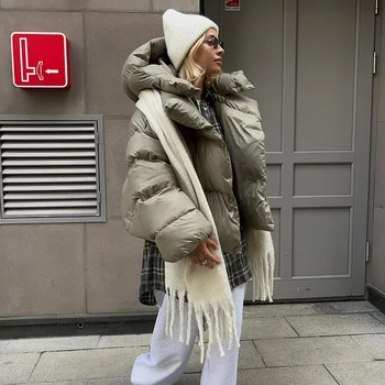 Женско палто зимно топло палто с качулка Дамско памучно палто 2023 Нова мода свободно време високо качество дебели надолу жени памук палто T286