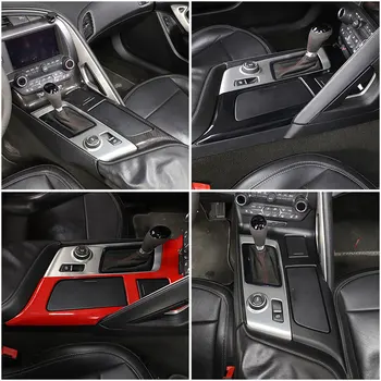 За Chevrolet Corvette C7 2014-2019 ABS Matt Black Car Gear Shift Panel Cover Стикер Trim стикер Автоаксесоари(4 цвят)