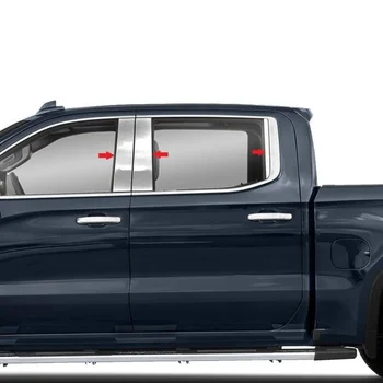 За Chevrolet Silverado 1500 Кабина за екипаж Двойна кабина 2019-2024 стълб постове кола прозорец тапицерия капак BC колона стикери сребриста