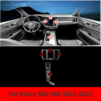 За Volvo S60 V60 2023-2020 Интериор на автомобила Аксесоари филм прозрачен TPU Gear панел Централна конзола Анти-устойчивост на надраскване refit