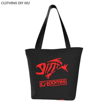 За многократна употреба Red Gloomis Fly риболов пазарска чанта жени платно рамо голяма пазарска чанта трайни хранителни стоки купувач чанти