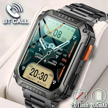 Здрав военен смарт часовник за Android IOS Ftiness часовници IP67 водоустойчив 2.01'' AI гласов Bluetooth повикване Smartwatch 2023